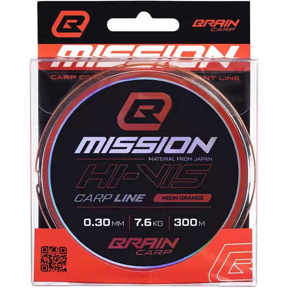 Волосінь Brain Mission Carp Line (Neon Orange) 300m 0.30mm 7.6kg, фото , изображение 2
